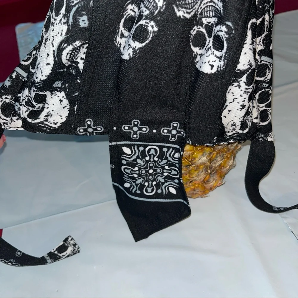 NEW Black white SKULL BIKER DOO Rag Cap Flydanna Durag Headwrap Bandanna Warrior - Picture 10 of 10